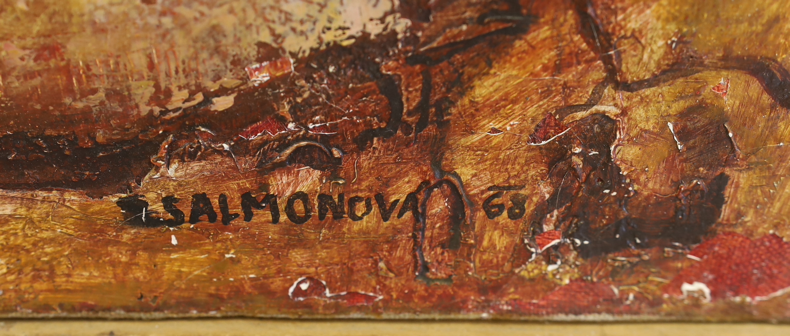 Rudana Salmonova (Czech, 20th C.), oil on canvas, Still life, signed and dated '68, 66 x 51cm